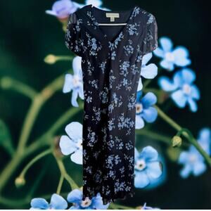 Petite Sophisticate 2 NWOT short sleeve lined blue floral rayon woman's  dress